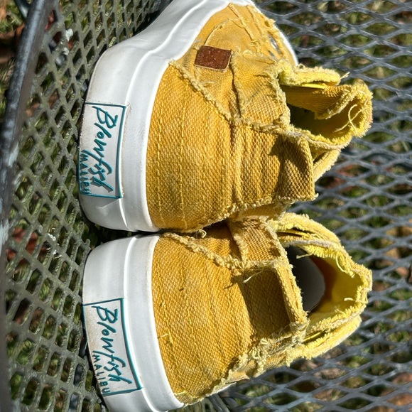 Yellow Canvas Frayed Slip-On Sneakers - Picture 3 of 6
